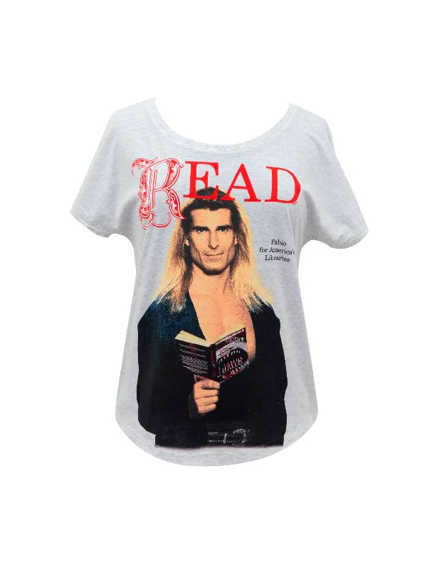 Fabio READ Women’s Relaxed Fit T-Shirt Beaded Sequined Faux Fur