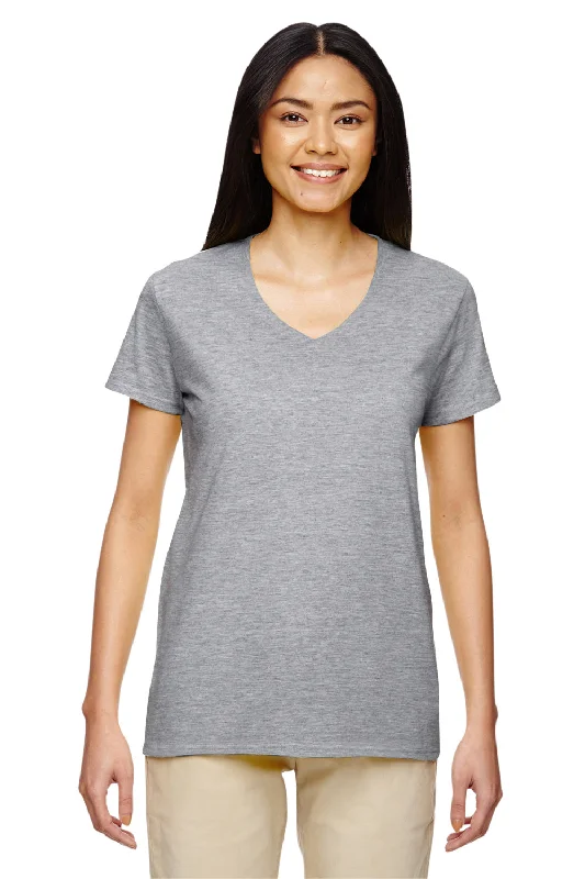 Gildan Womens Short Sleeve V-Neck T-Shirt - Sport Grey