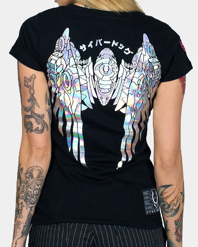 GIRLS GUARDIAN ANGEL HOLOGRAPHIC T-SHIRT Terry Blend Velvet Blend Canvas Blend