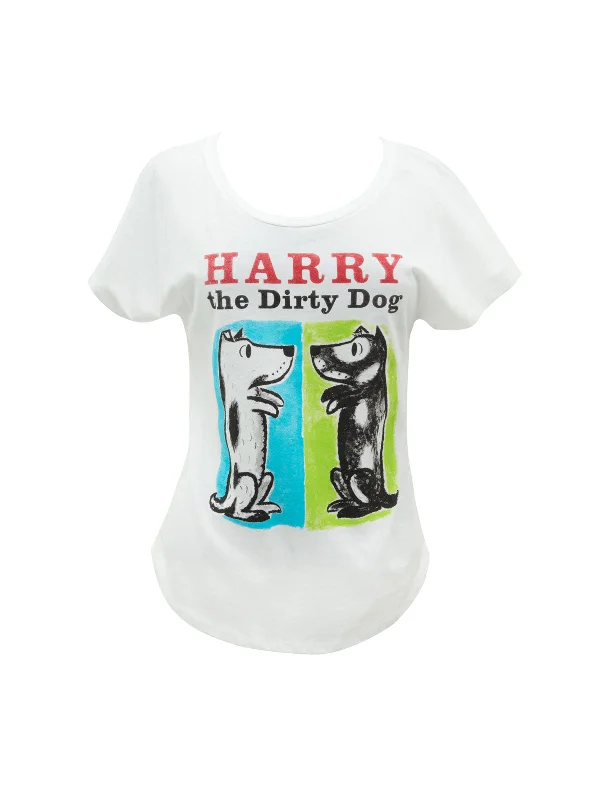 Harry the Dirty Dog Women’s Relaxed Fit T-Shirt Hooded Caped Shawl Collar