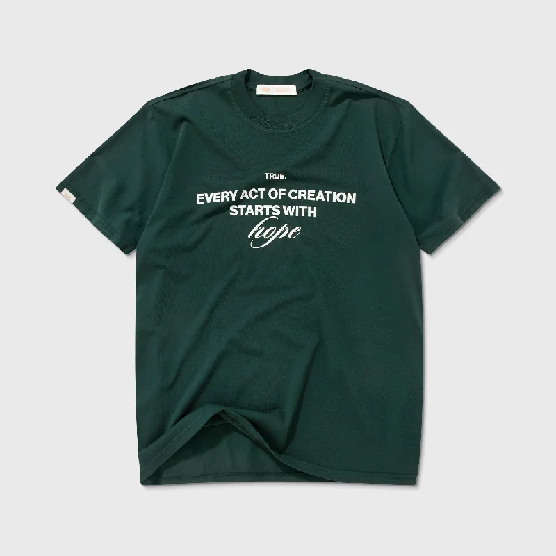 Hope T-Shirts - Pine Green Solid Color Striped Floral