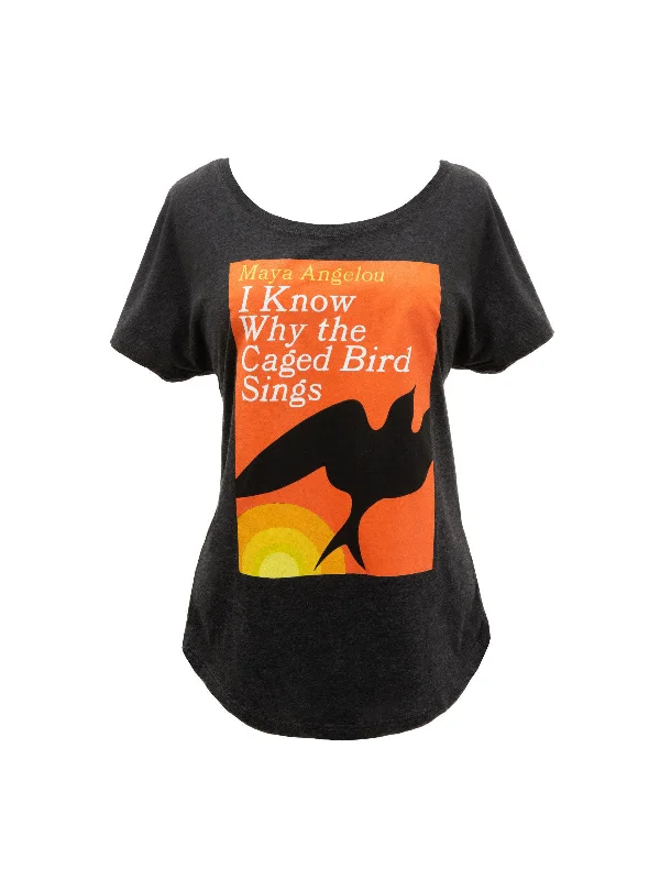 I Know Why the Caged Bird Sings Women’s Relaxed Fit T-Shirt Mesh Blend Leather Blend Suede Blend