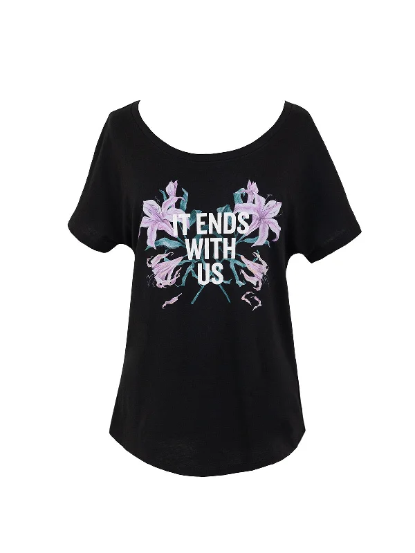It Ends with Us Women’s Relaxed Fit T-Shirt Solid Print Embellished