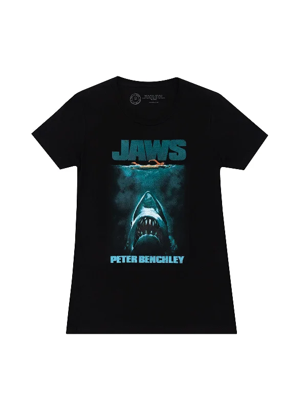 Jaws (50th Anniversary) Women's Crew T-Shirt Zippered Front Buttoned Front Snap Front Jaws (50th Anniversary) Women's Crew T-Shirt Zippered Front Buttoned Front Snap Front