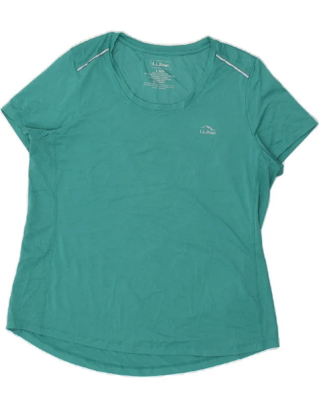 L.L.BEAN Womens T-Shirt Top  UK 16 Large Green Polyester