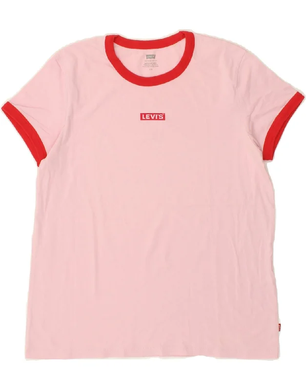 LEVI'S Womens T-Shirt Top UK 16 Large Pink Cotton