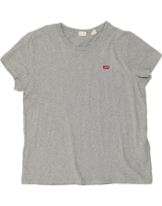 LEVI'S Womens T-Shirt Top UK 18 XL Grey Cotton