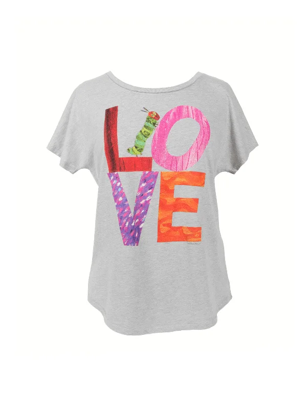 World of Eric Carle Love from The Very Hungry Caterpillar Women’s Relaxed Fit T-Shirt Denim Fabric Leather Fabric Suede Fabric
