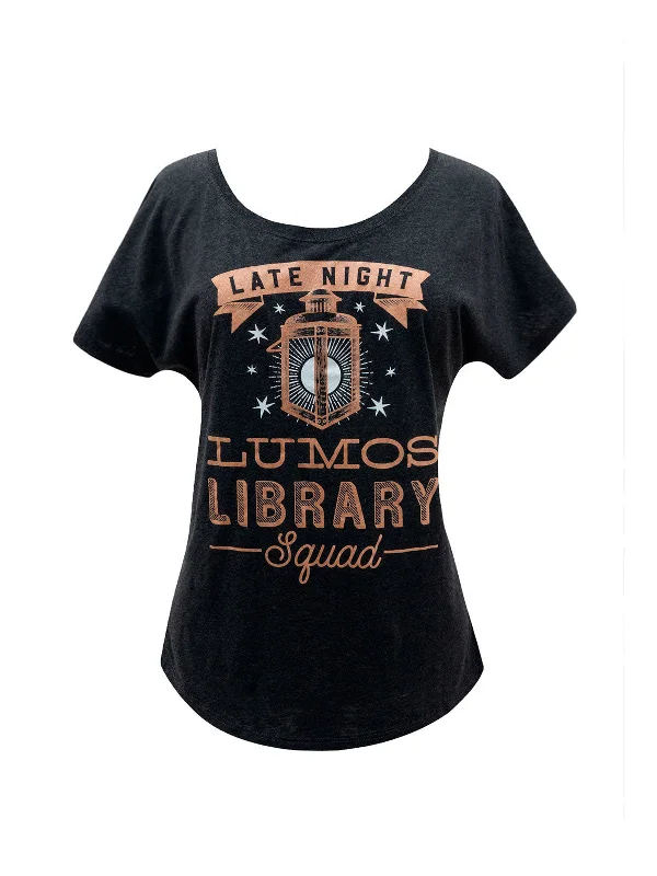 Lumos Library Squad Women’s Relaxed Fit T-Shirt Satin Blend Silk Blend Wool Blend