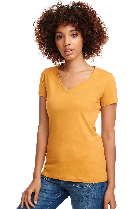 Next Level Womens Ideal Jersey Short Sleeve V-Neck T-Shirt - Antique Gold