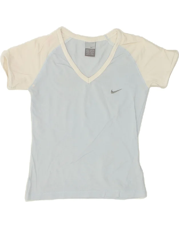 NIKE Womens T-Shirt Top UK 10/12 Medium Blue Colourblock