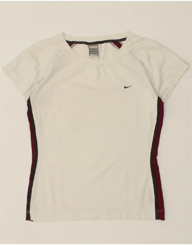 NIKE Womens T-Shirt Top UK 16/18 XL White Colourblock Cotton