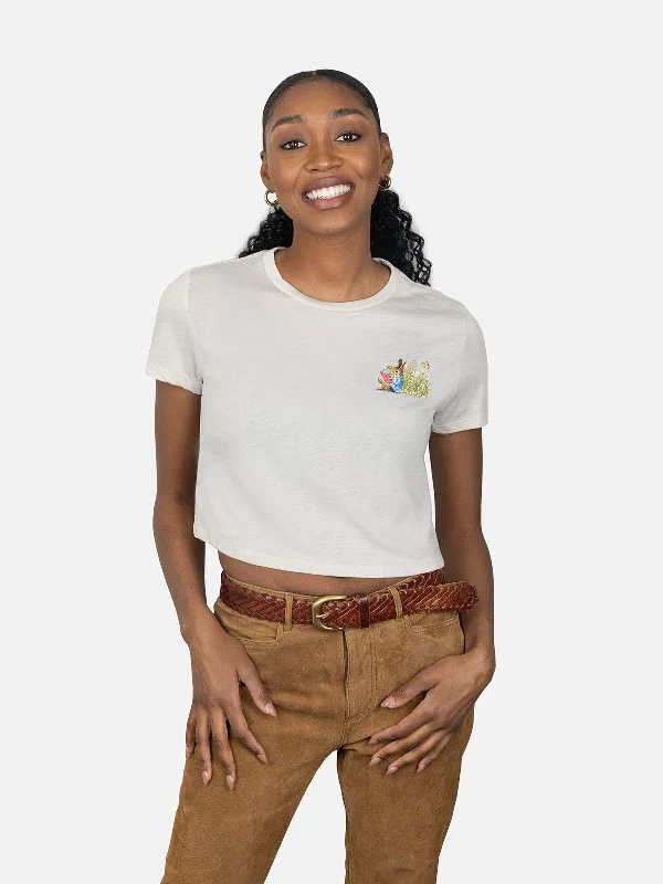 Peter Rabbit™ Women’s Flowy Crop T-Shirt Houndstooth Herringbone Solid