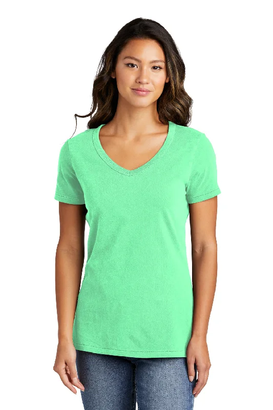 Port & Company Womens Beach Wash Garment Dyed Short Sleeve V-Neck T-Shirt - Jadeite Green