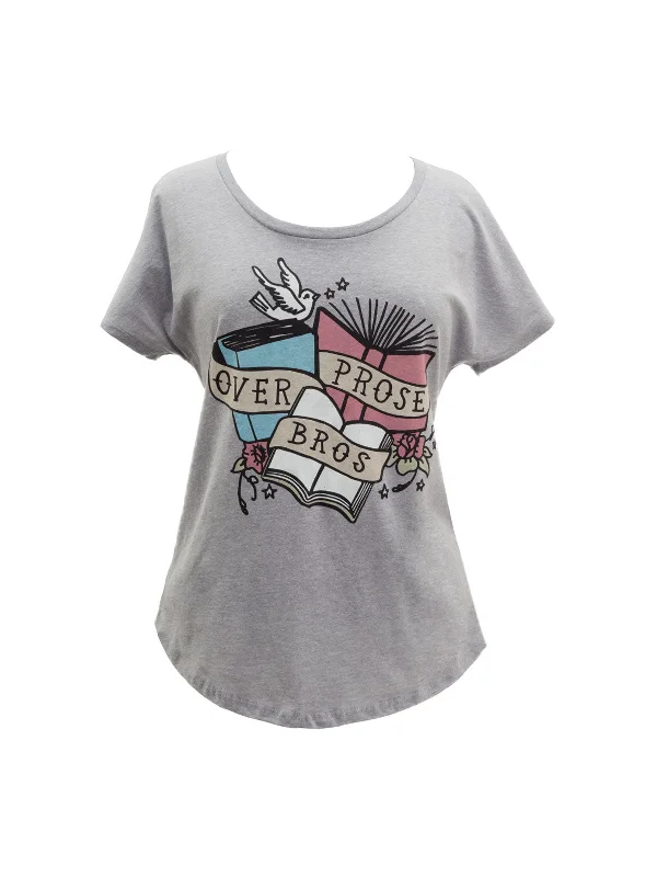 Prose Over Bros Women’s Relaxed Fit T-Shirt Lace Blend Ribbed Blend Corduroy Blend