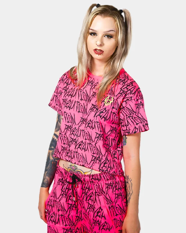 RAVELUTION EASY CROP T-SHIRT UV FLUO PINK Cotton Fabric Linen Fabric Terry Fabric