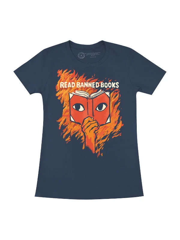 Read Banned Books Women's Crew T-Shirt Mesh Fabric Canvas Fabric Denim Fabric