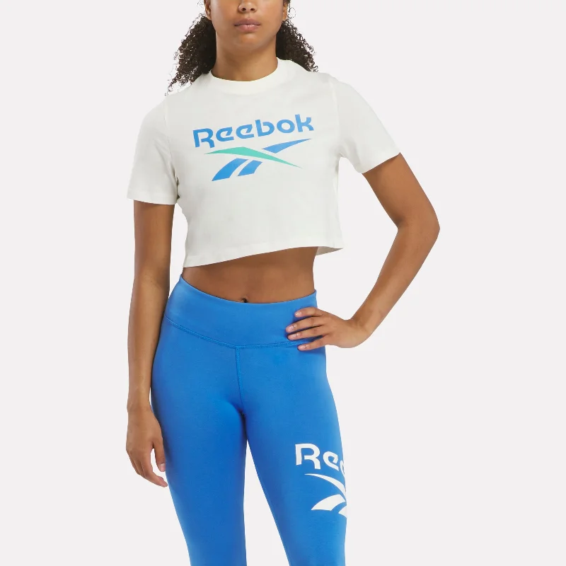 Reebok Identity Big Logo Crop T-Shirt Vintage Chalk Hooded Caped Shawl Collar