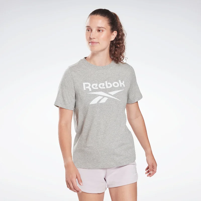 Reebok Identity T-Shirt Medium Grey Heather Solid Color Striped Floral