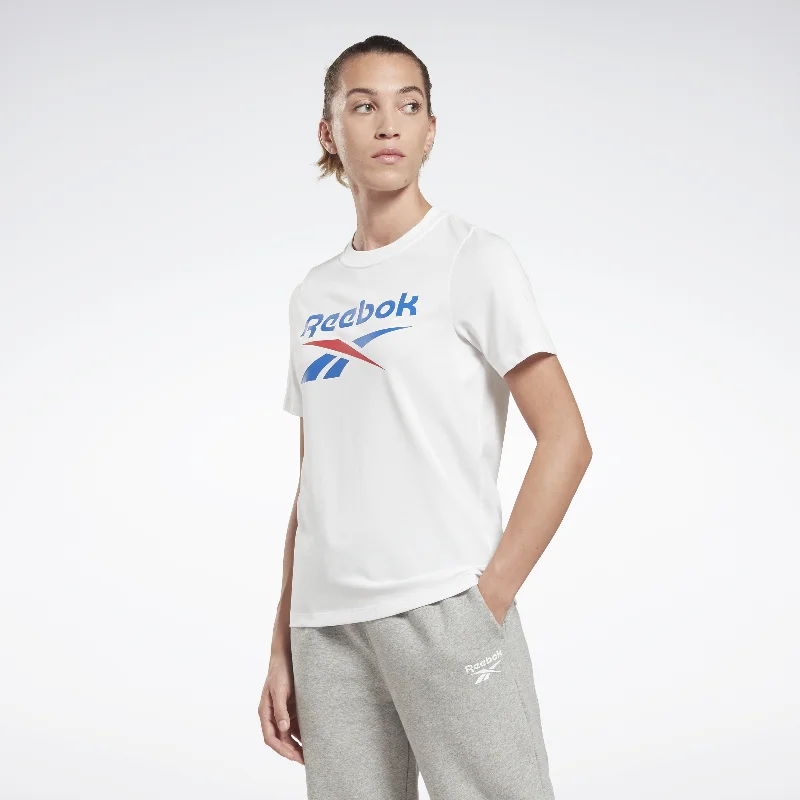 Reebok Identity T-Shirt White/Vector Blue Welt Pockets Slit Pockets