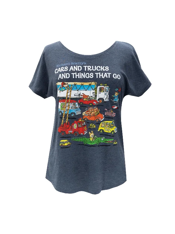 Richard Scarry - Cars and Trucks and Things That Go Women’s Relaxed Fit T-Shirt Striped Floral Plaid Richard Scarry - Cars and Trucks and Things That Go Women’s Relaxed Fit T-Shirt Striped Floral Plaid
