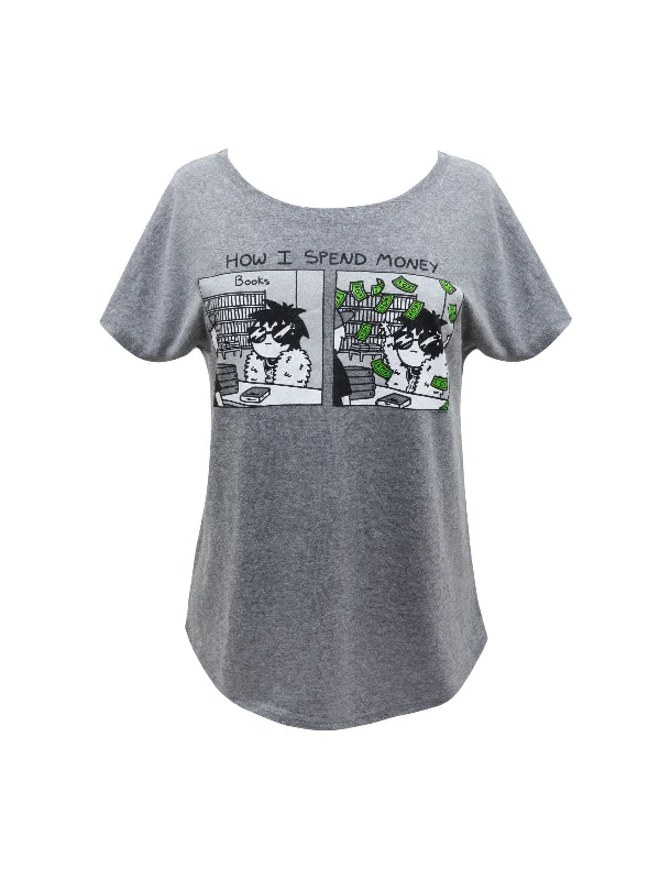 Sarah's Scribbles - How I Spend Money Women’s Relaxed Fit T-Shirt Iron Safe Non-Iron Wrinkle Free Sarah's Scribbles - How I Spend Money Women’s Relaxed Fit T-Shirt Iron Safe Non-Iron Wrinkle Free