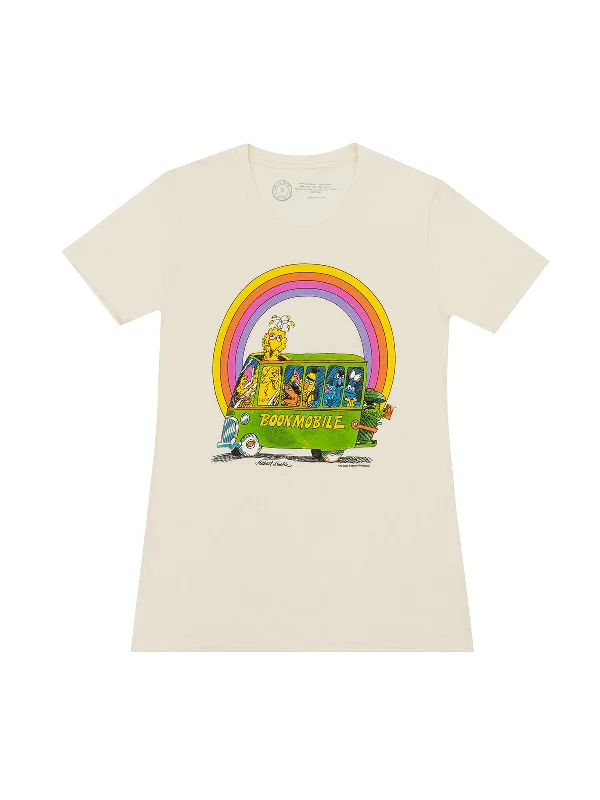 Sesame Street Bookmobile Women's Crew T-Shirt Chenille Blend Fleece Blend Nylon Blend