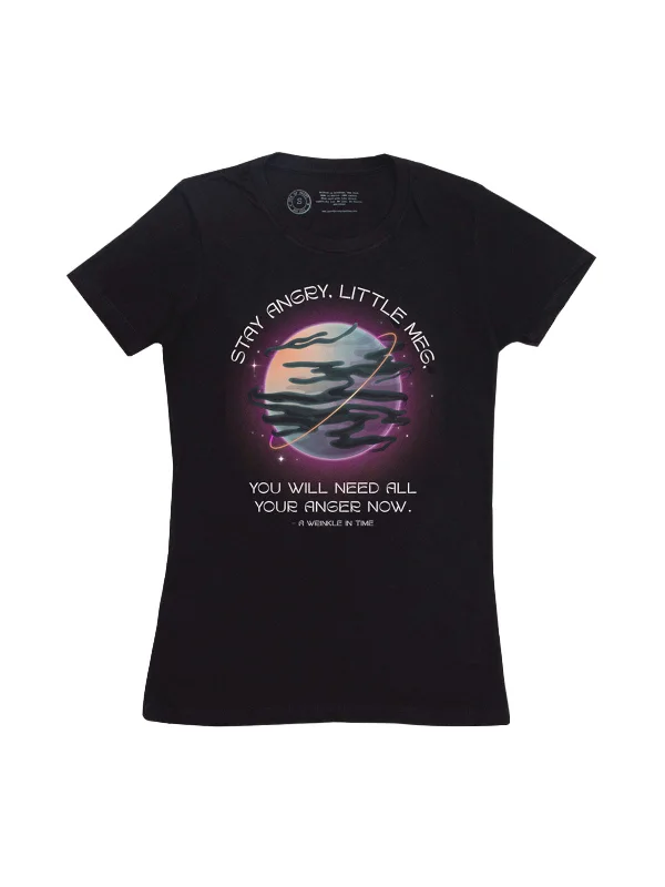 Stay Angry, Little Meg - A Wrinkle in Time Women's Crew T-Shirt Ribbed Striped Patterned Stay Angry, Little Meg - A Wrinkle in Time Women's Crew T-Shirt Ribbed Striped Patterned