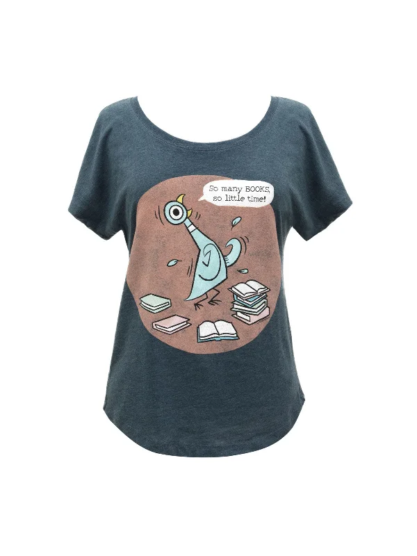 The Pigeon: So Many Books Women’s Relaxed Fit T-Shirt Elegant Classic Vintage