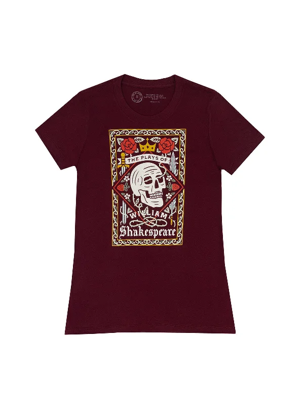 The Plays of William Shakespeare (Tanamachi) Women's Crew T-Shirt Striped Floral Plaid