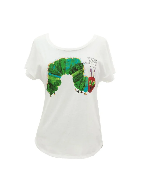 World of Eric Carle The Very Hungry Caterpillar Women’s Relaxed Fit T-Shirt Notch Collar Peter Pan Collar Cowl Neck