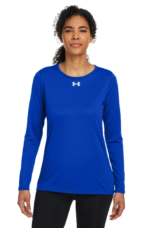 Under Armour Womens Team Tech Moisture Wicking Long Sleeve Crewneck T-Shirt - Royal Blue