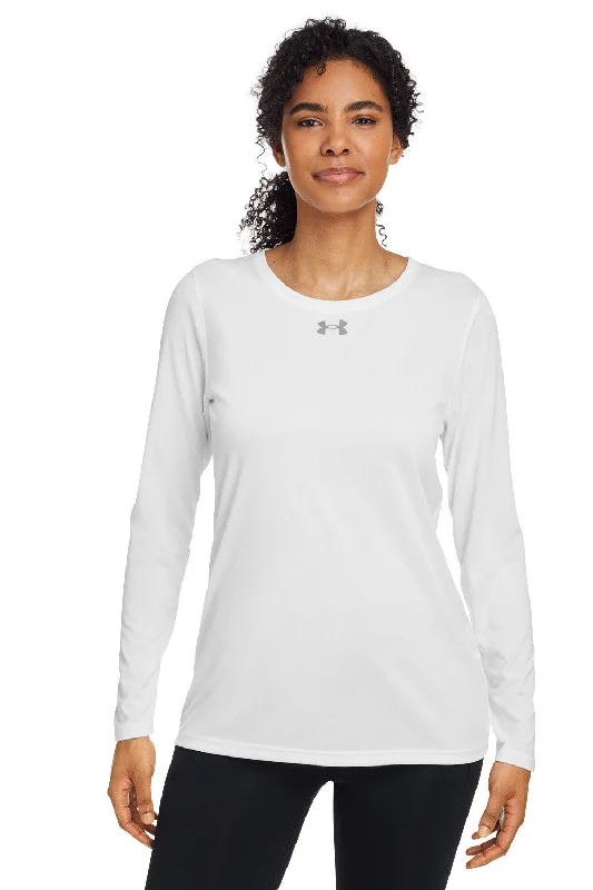 Under Armour Womens Team Tech Moisture Wicking Long Sleeve Crewneck T-Shirt - White