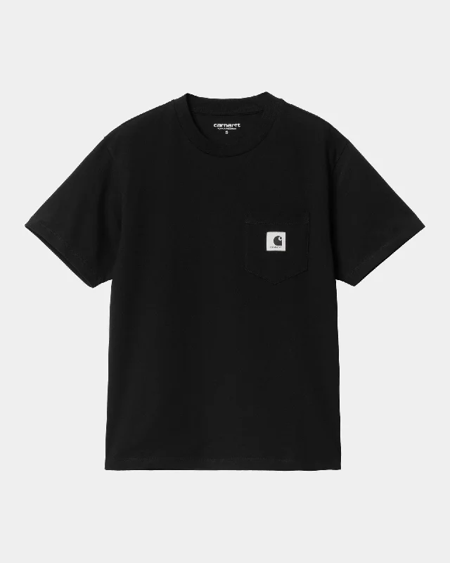 Women's Pocket T-Shirt | Black Mesh Blend Leather Blend Suede Blend