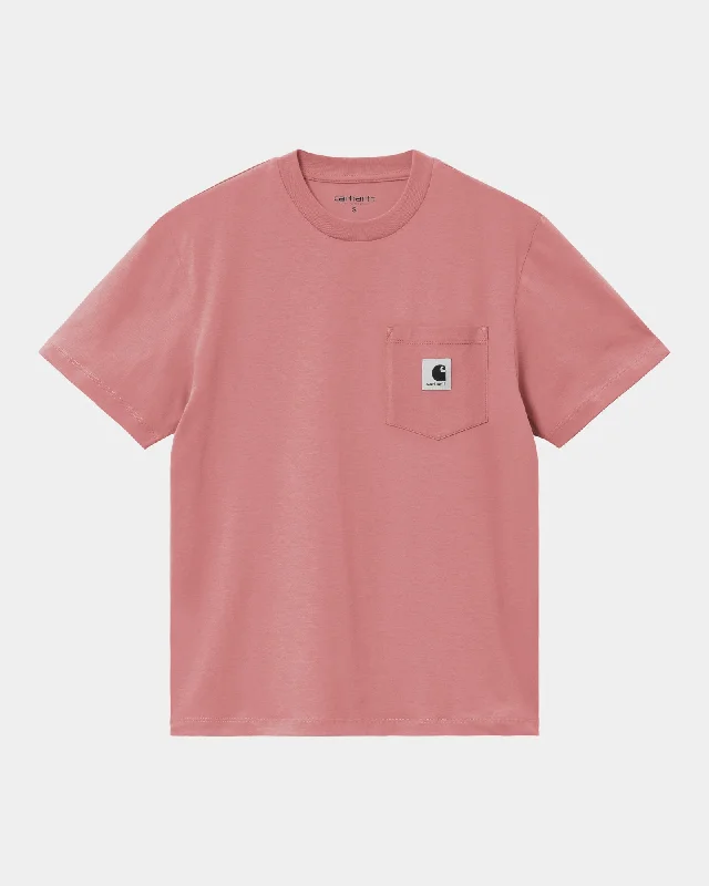 Women’s Pocket T-Shirt | Dusty Rose Asymmetrical Pockets Print
