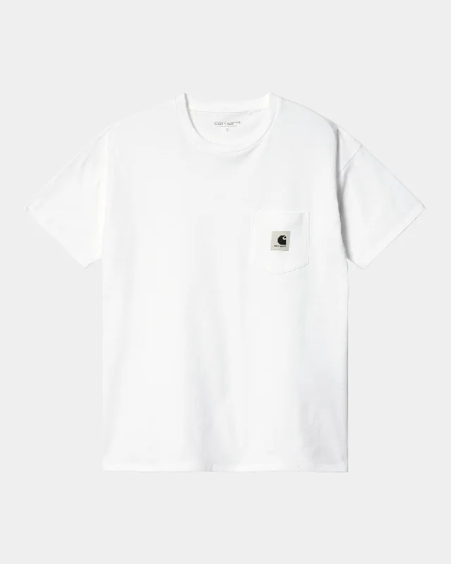Women's Pocket T-Shirt | White Striped Floral Plaid
