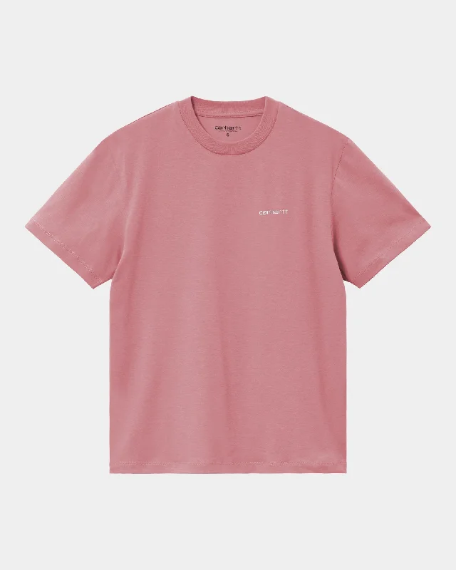 Women’s Script Embroidery T-Shirt | Dusty Rose / Moonbeam Ribbed T-Shirt High Neck Heavyweight Women’s Script Embroidery T-Shirt | Dusty Rose / Moonbeam Ribbed T-Shirt High Neck Heavyweight