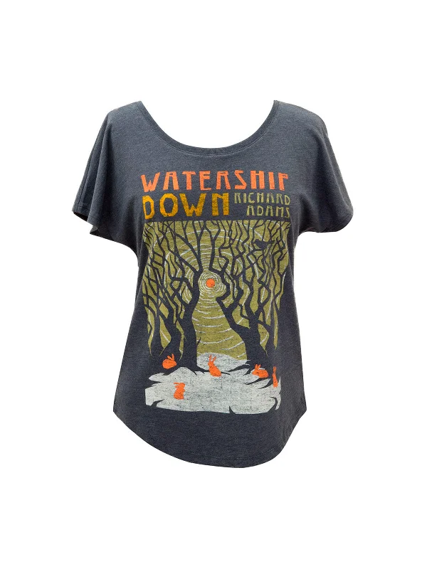 Watership Down Women’s Relaxed Fit T-Shirt Front Pockets Side Pockets Patch Pockets