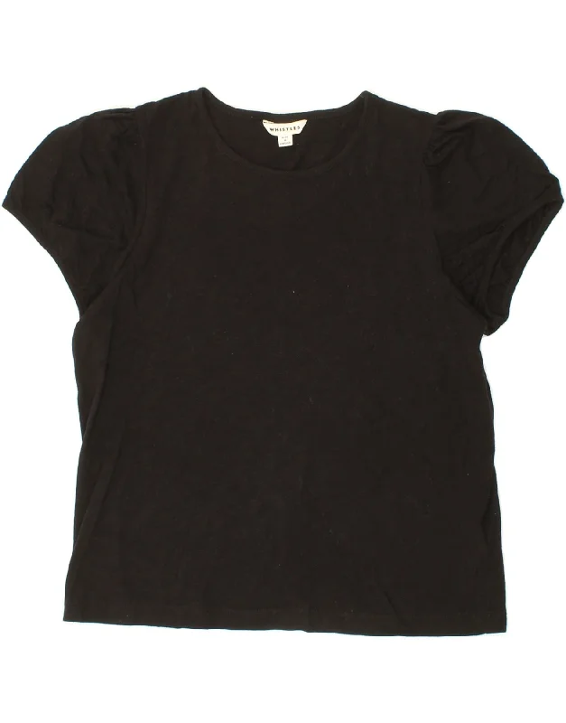 WHISTLES Womens T-Shirt Top UK 14 Medium Black Cotton