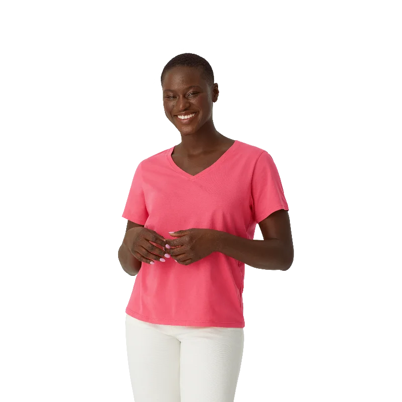 Women's Garment Wash V-Neck T-Shirt Rayon Fabric Velvet Fabric Corduroy Fabric