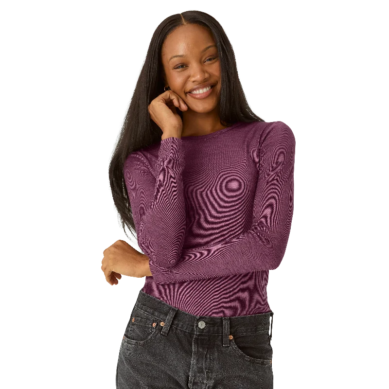 Women's Merino Wool Blend Crew Neck Long Sleeve T-Shirt Chenille Fabric Brocade Fabric Lace Fabric