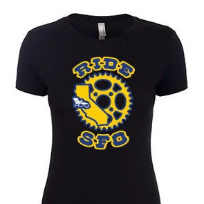 Women's goldenSFO T-shirt Black Houndstooth Herringbone Solid