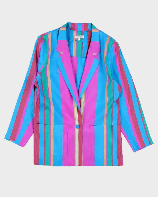00s Thai Silk Turquoise Blazer Jacket - L Satin Jacket Silk Jacket Chiffon Jacket