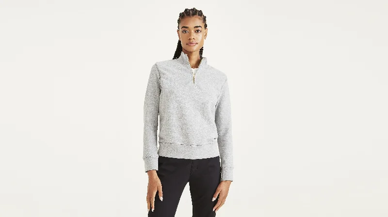 1/4 Zip Sweatshirt, Regular Fit Hoodie with Tied Waist Feminine Flattering