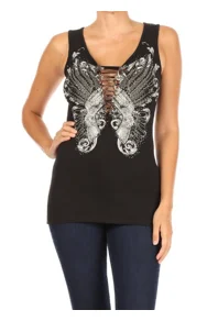 2226 BLACK Edgy Pistol Tank Top seamless tank top