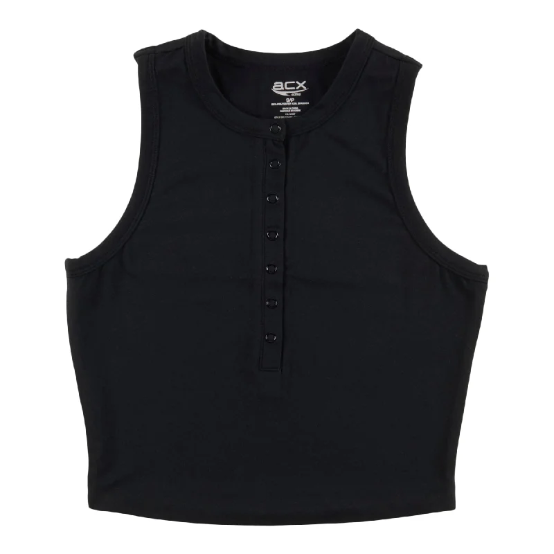 ACX Active Women's Balance Cropped Tank Top with Snaps navy tank top