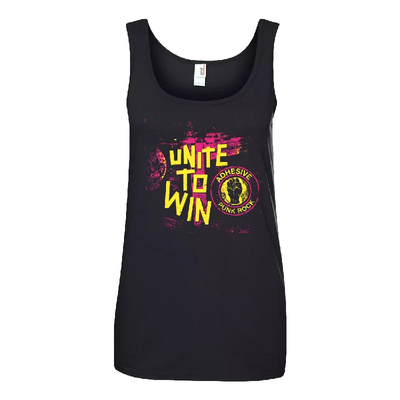 ADHESIVE - "Unite To Win" (Black) (Ladies Tank Top) lime green tank