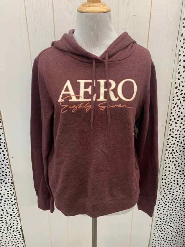 Aeropostale Burgundy Junior Size M Sweatshirt Hoodie with Ribbed Neckline Snug Warm