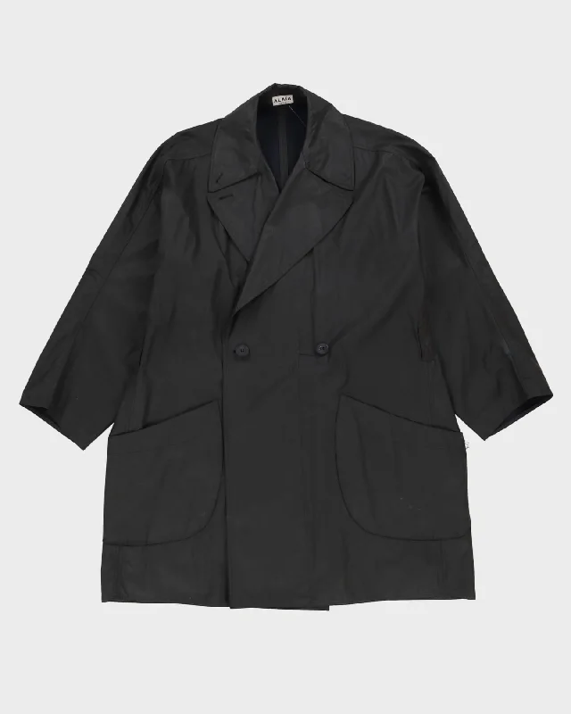 Alaia Paris Black Weatherproof Windbreaker Mac Jacket - XL A-Line Jacket Boat Neck Shawl Collar