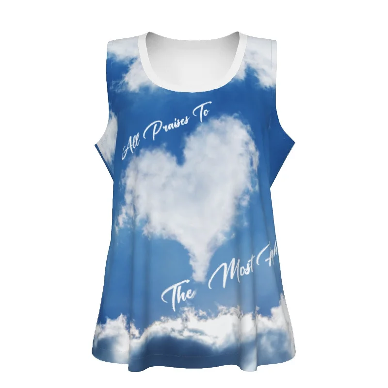 ALL PRAISES TO THE MOST HIGH Cloud Print Sports Tank Top peekaboo tank top